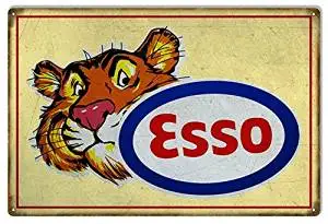 Yellow ESSO Tiger Motor Oil Reproduction Sign 12x18.