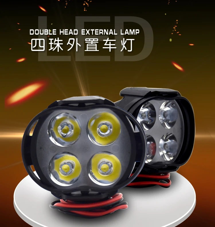 Venta CALIENTE 4 led faro de motocicleta plástico 12w led luz de motocicleta 12v luz led para moto