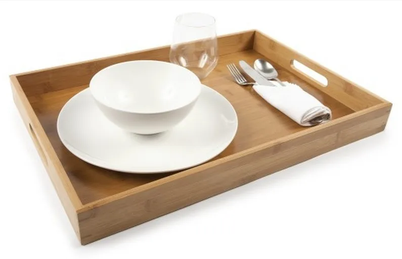 Hot sale customized color bamboo wooden food serving tray