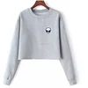 AL5183W Hot sell printing sweatshirts crew neck loose short jumper women clothing crop top hoodie