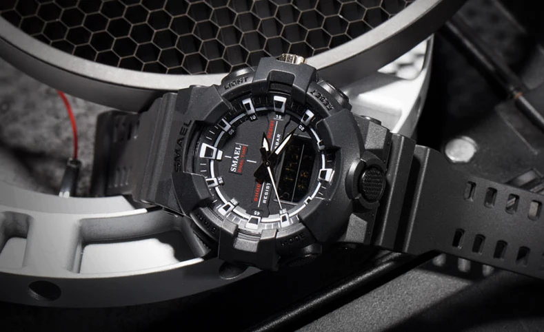 Smael 1642b Men Quartz Digital Watch 50meters Waterproof Unisex Led