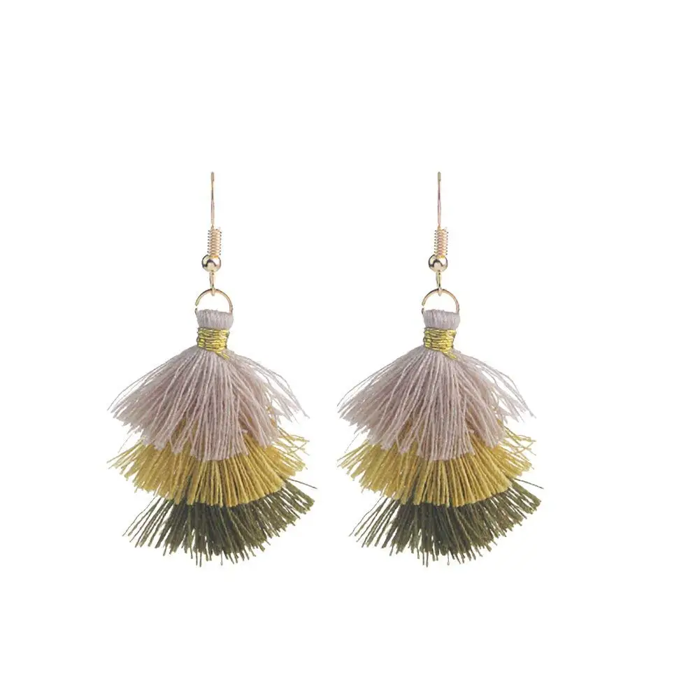Bohemian Jewelry Multi Layered Tassel Earrings Tiered Thread Tassel Dangle Earrings for Women Girls