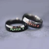 Unique black plated game player fancy couple rings for valentine's day