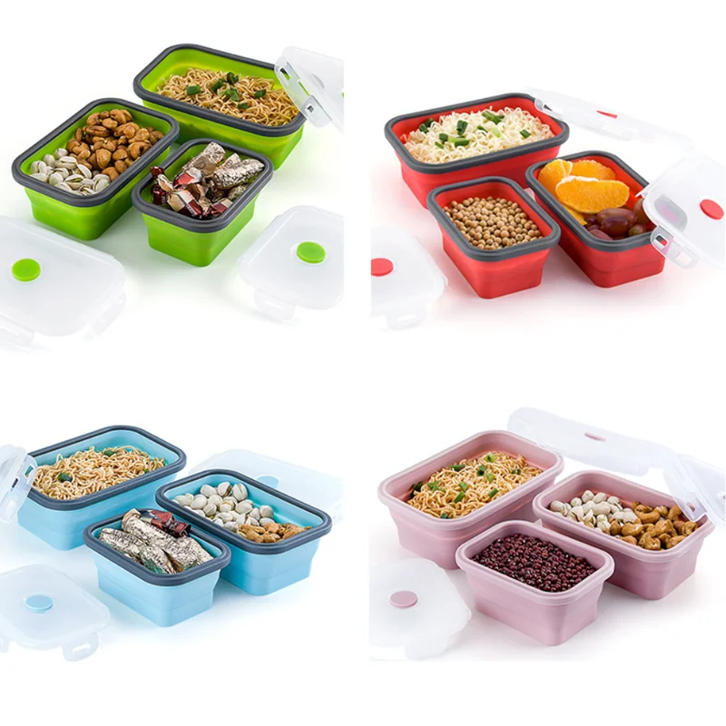 Bpa Free Silicone Lunch Box Silicone Foldable Lunch Boxx Silicone