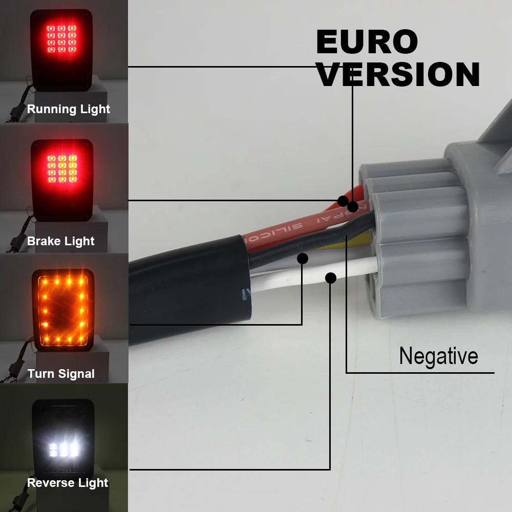 2X LED Rear Tail Light Brake Turn Signal Reverse Used For Jeep Wrangler JK 2007-2017 EU Version