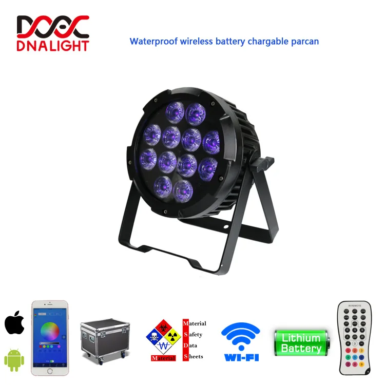 IMRELAX 12x18W RGBWA+UV Outdoor Waterproof LED Par Light - Rechargeabl