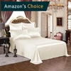 Ivory White Hotel Quality Bed Linen Sheet Oeko tex-100 Elegance Seamless Silk Bedding Set