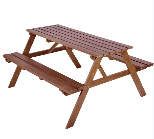 Solid Pine Wood Picnic Table W/ Attached Bench Seat Buy Wood Picnic