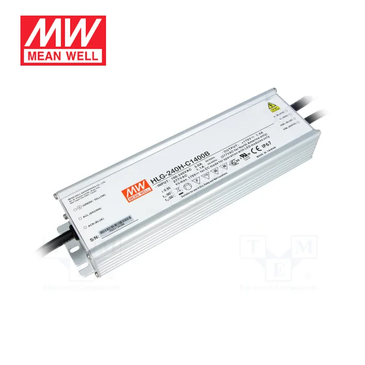 MW Mean Well HLG-240H-C2100A 119V 2100mA 249.9W Single Output Switching LED Power Supply with PFC 