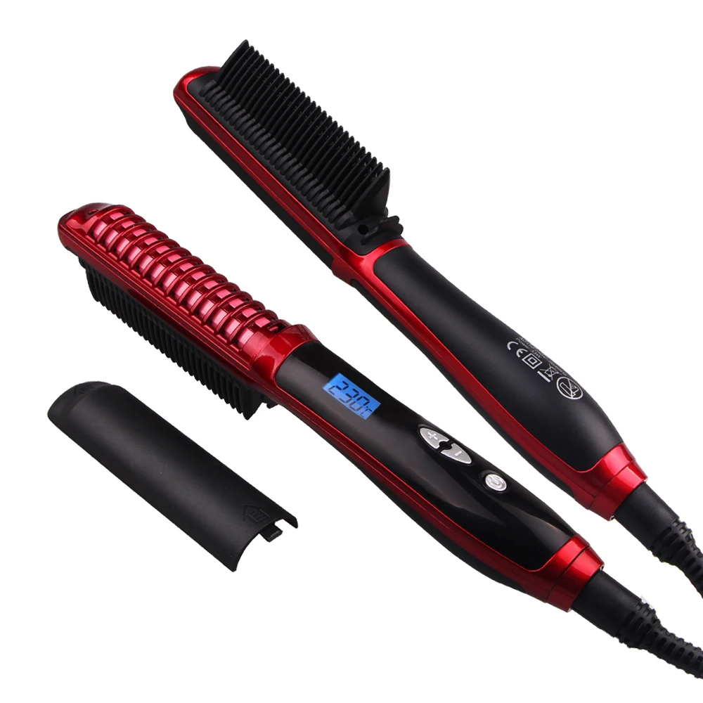 Hair Bifurcation Black And Red Ceramic Comb Electric Hair Straightening  Fast Hair Straightener Brush - Buy Hair Straightening Brush,Led Hair  Straightening Brush,Lcd Hair Straightening Brush Product on 