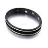 Alibaba New Summer Popular Stylish Stainless Steel Round-shaped Snap Buckle Bracelet Black Cuff Bangle Men