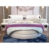 hot selling modern leather multi function white round bed with speaker, massage