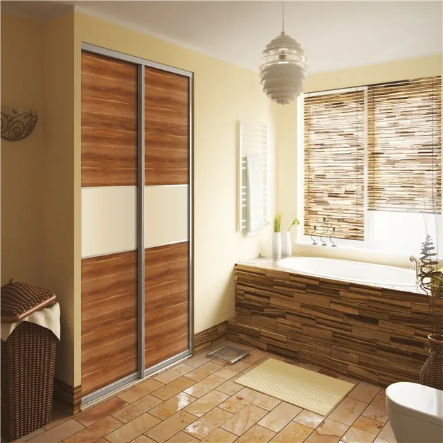 Modern Bedroom Soft Close Wooden 2 Doors Indian Laminate Sliding