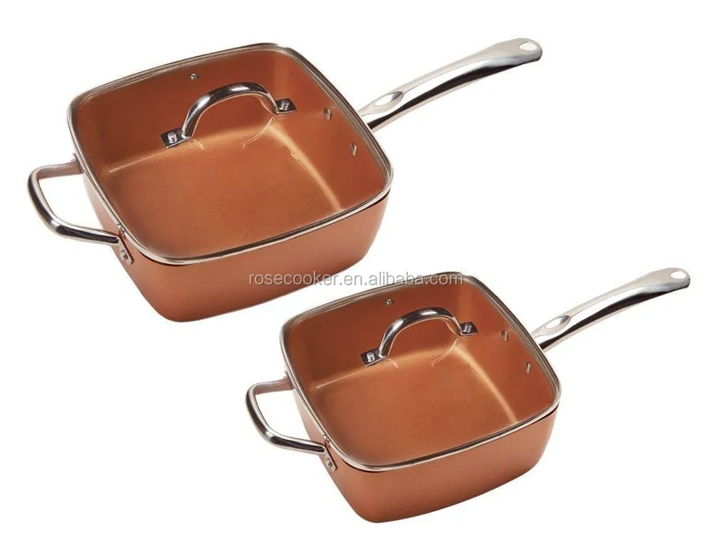 copper chef square fry pan with lid 9.5 inch