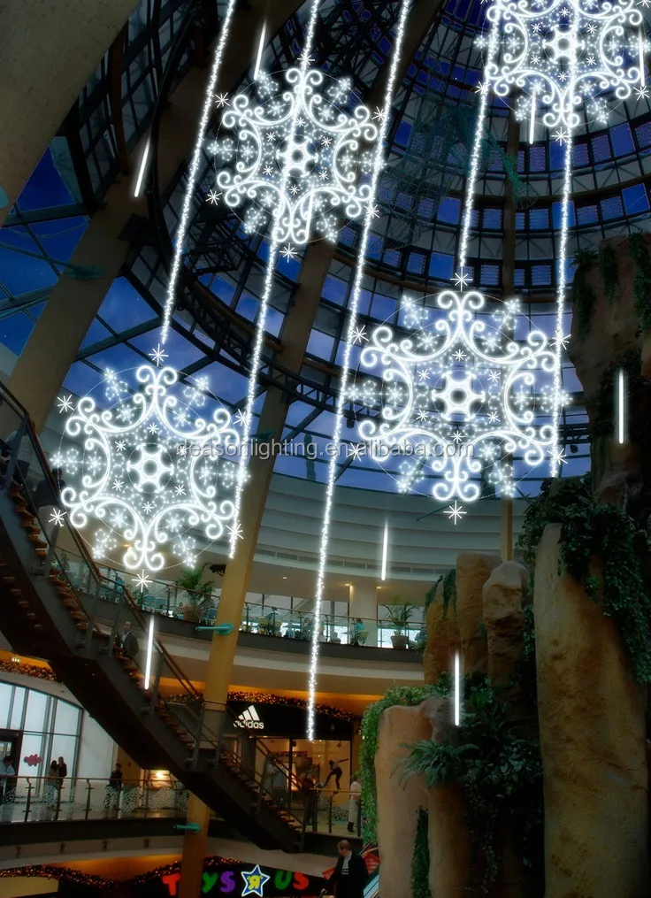 Customize Commercial Shopping Mall Hotel Christmas Decoration Hanging Led Big Snowflakes Motif Light Buy Christmas Large Snowflake Lights Mall