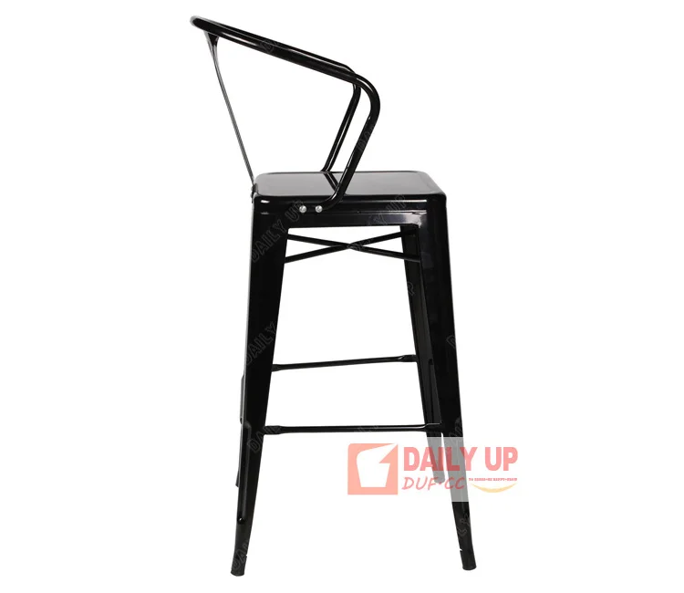 Iron Coffee Shop Chairs 75cm Metal Bar Stools China with Backrest High Chairs For Bars Using