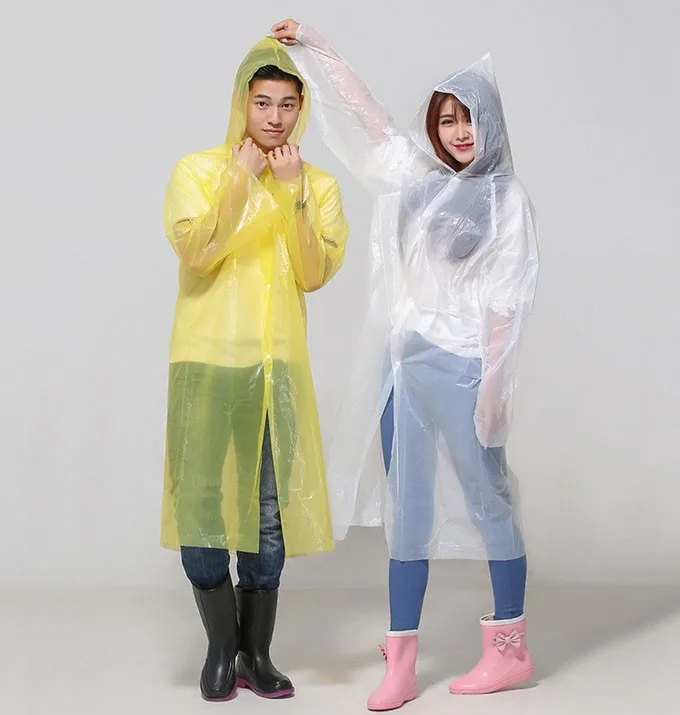 Wholesale PE transparent disposable raincoat, waterproof Pe adult's raincoat