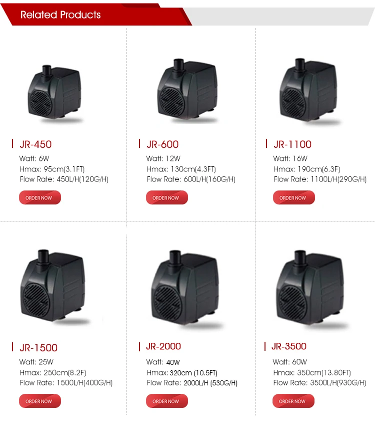 JR-2000 Multi-Function 12 Volt Aquarium/ Garden Pond Submersible Water Fountain Pump