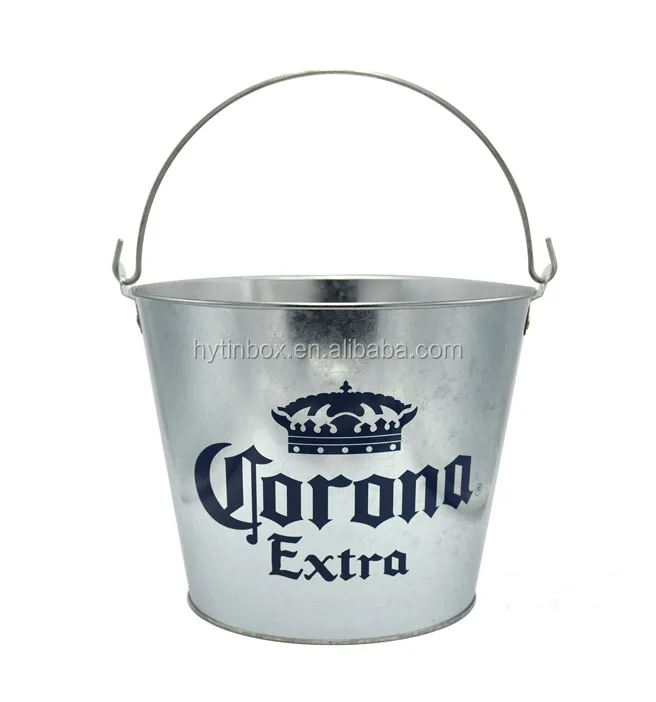 5 Quarter 6 Bottles Galvanized Steel Ice Bucket Beer Cooler With 2