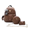 China factory wholesale pu leather backpack bags 3pcs in one bag set with one round chain bag custom-made 2019 new carry bags