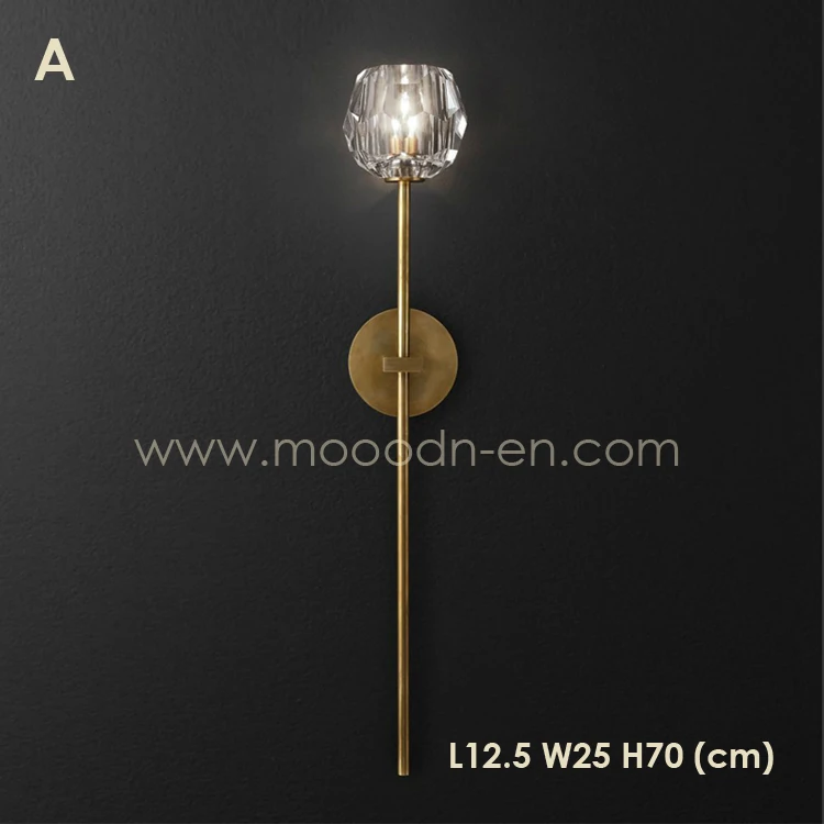 Modern Design Brass wall mounted bathroom Crystal Glass Wall lamp