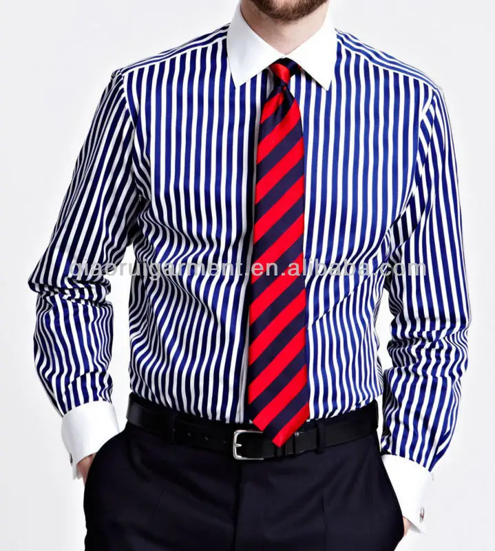 mens striped dress shirt with white collar