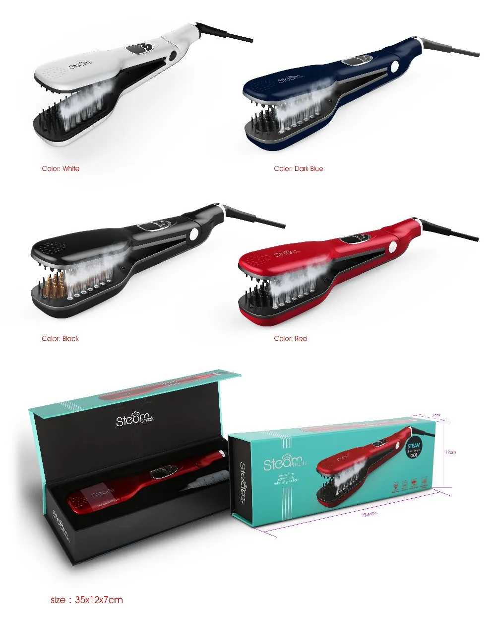 2016 Hot Innovative Argan Oil Infused Magical Hair Straightener Steamer with Brush