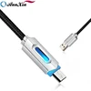 2019 new design nylon braided USB type c and micro charging data sync cable with Smart breathing light for mobile phone