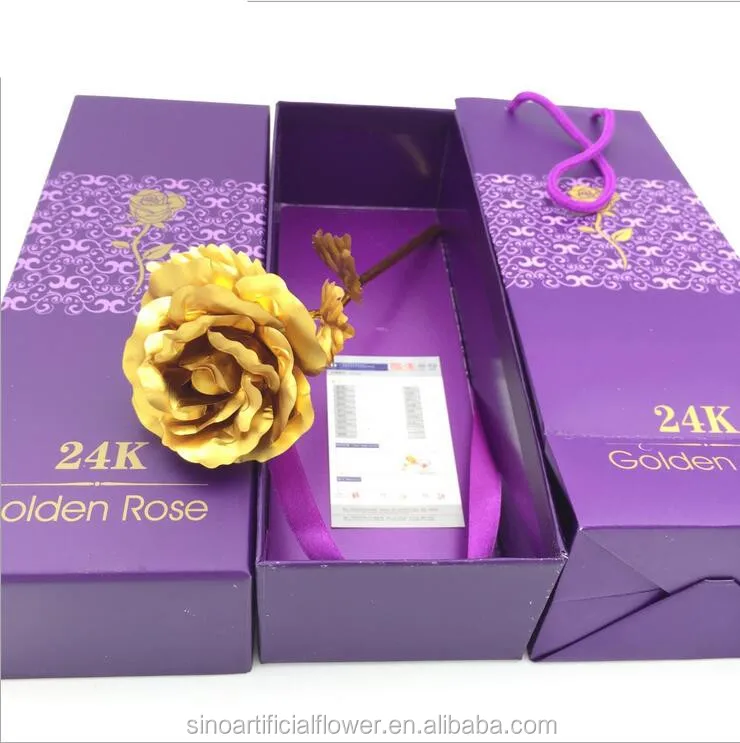 Wholesale 24K Golden Carnation Gift Box Packing Valentines Day Golden Rose Gift 