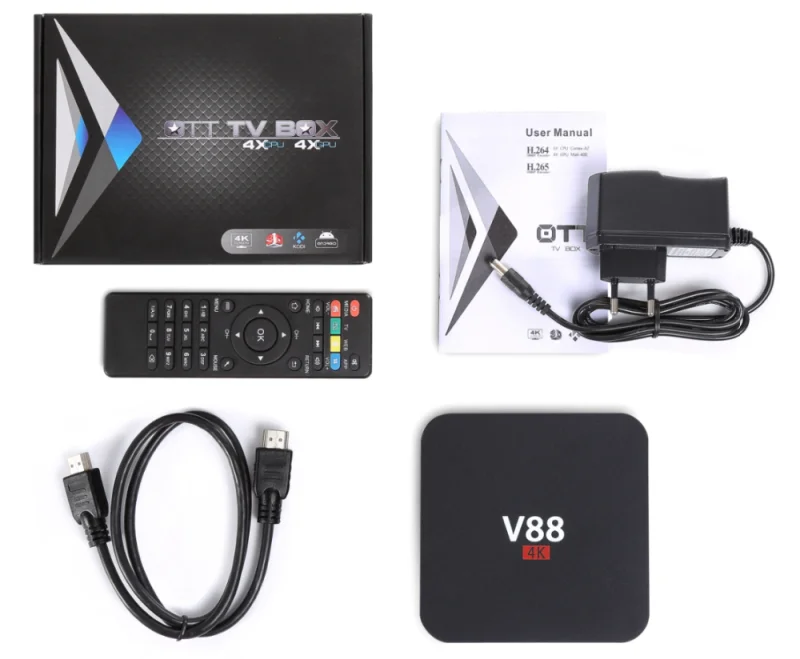 RK3229 64Bit Quad Core tv box 1080P Lollipop OS 1G/8G WF 4 USB Host Support set box android 6.0 v88
