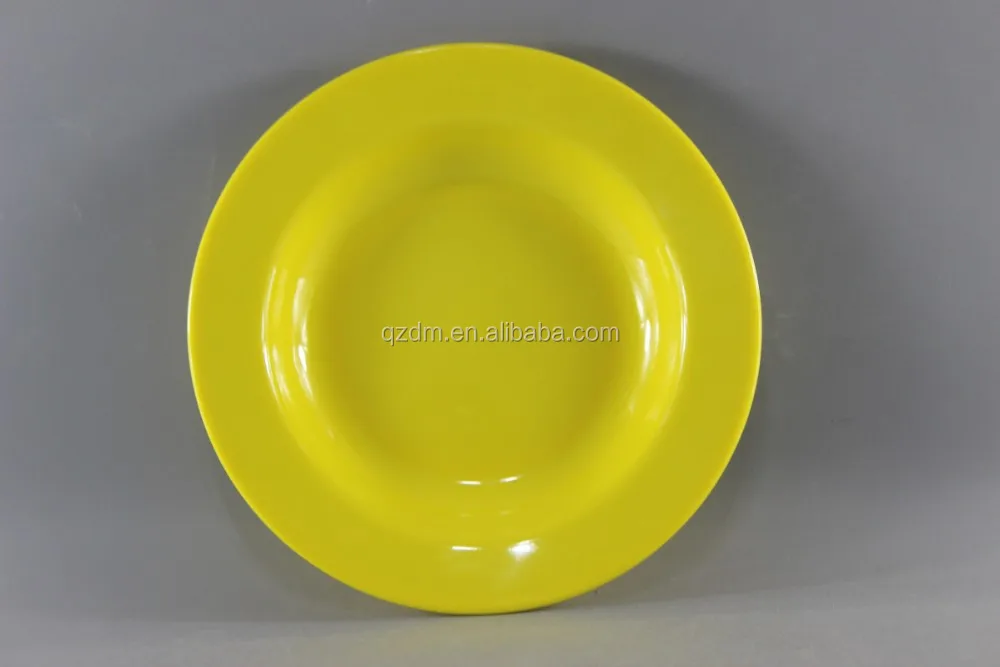 Solid Melamine Deep Plate/Yellow Plastic Soup Plate Height 3cm