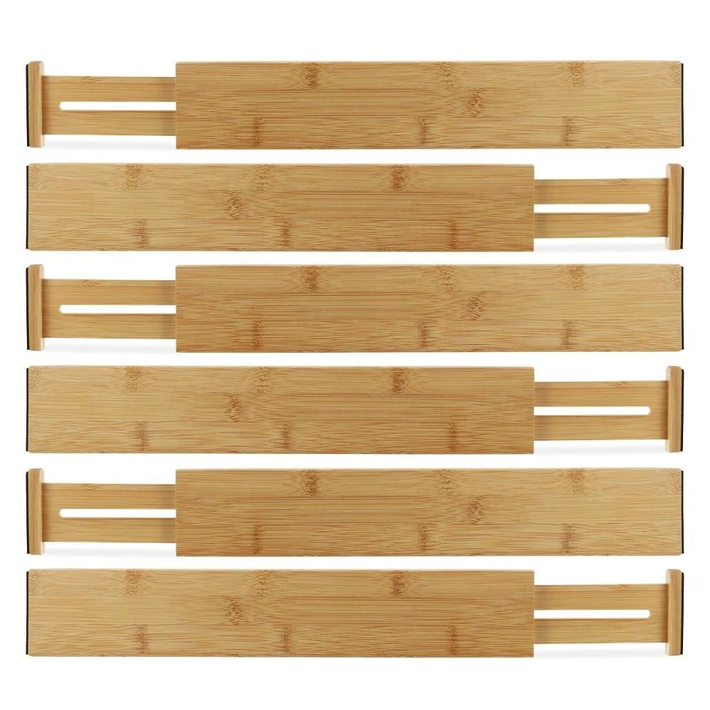 100 Natural Bamboo Adjustable Expandable Drawer Dividers Home