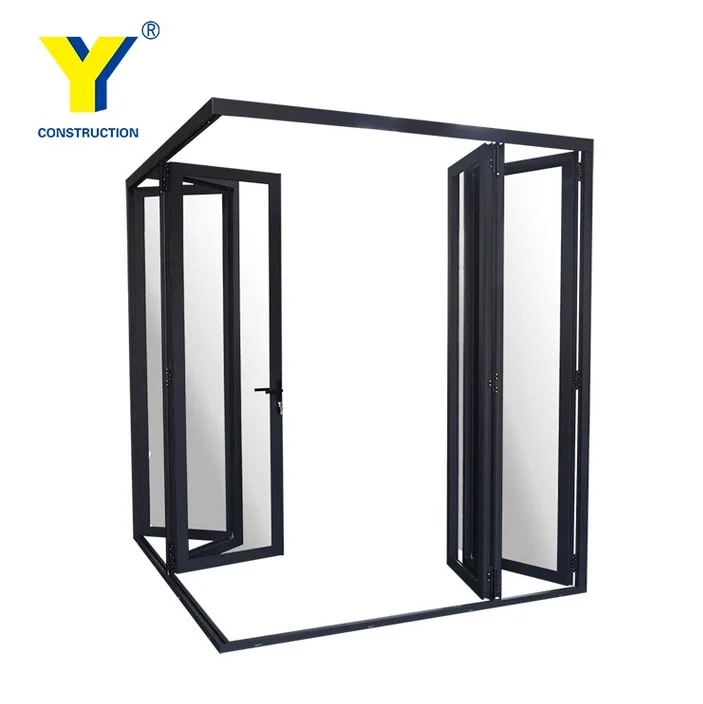 YY manufacture  thermal break aluminum lowes bi fold doors with screen door