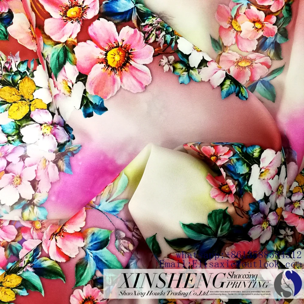 Digital Print Polyester Satin Fabric Similar To Pure Silk For Women