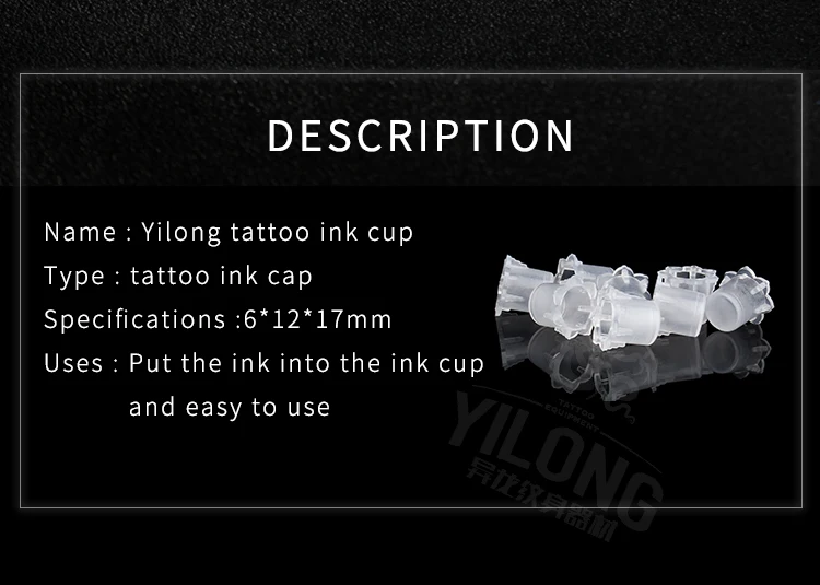 Yilong New Arrival Hot Sale Tattoo High Quality Hexagon pigment cap plastic ink cap 1000pcs