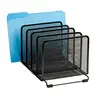 5 Sections Black Metal Mesh Office File Holder