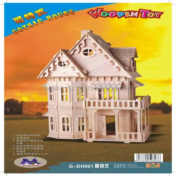 Dollhouse Wooden 3d Puzzle Miniature Vintage Child Toy Gothic Villa Kit