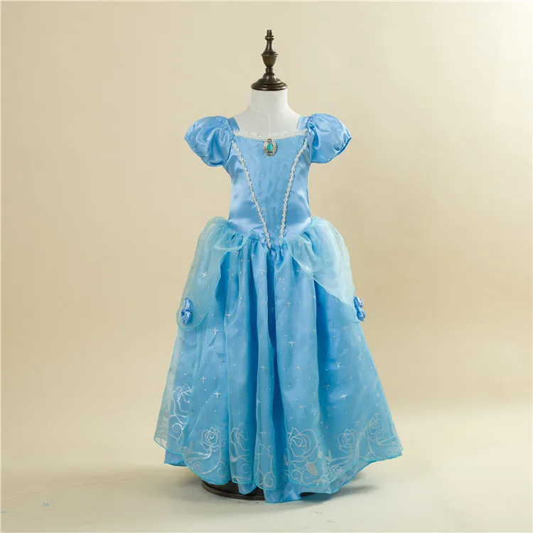 Free Shipping Retail 1pc 2015 New Girls Movie Cosplay Costume Fairy Cinderella Princess font b Dress