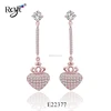 Fancy jewelry earrings rose gold stud earrings images 925 silver crown heart shaped stud drop earrings