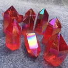 70mm natural red Electroplating crystal raw quartz point