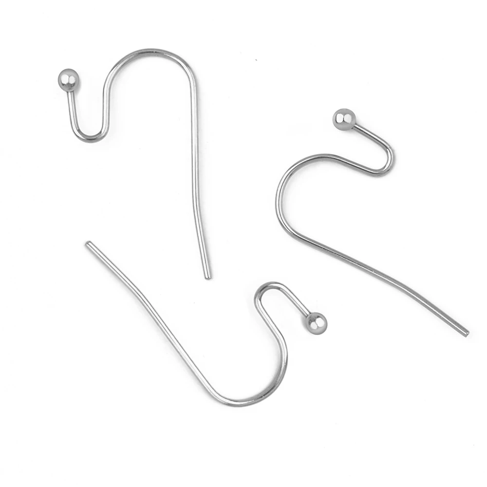 Hypo Allergenic Stainless Steel Earring Hook Clasp Silver Ear Wire For ...