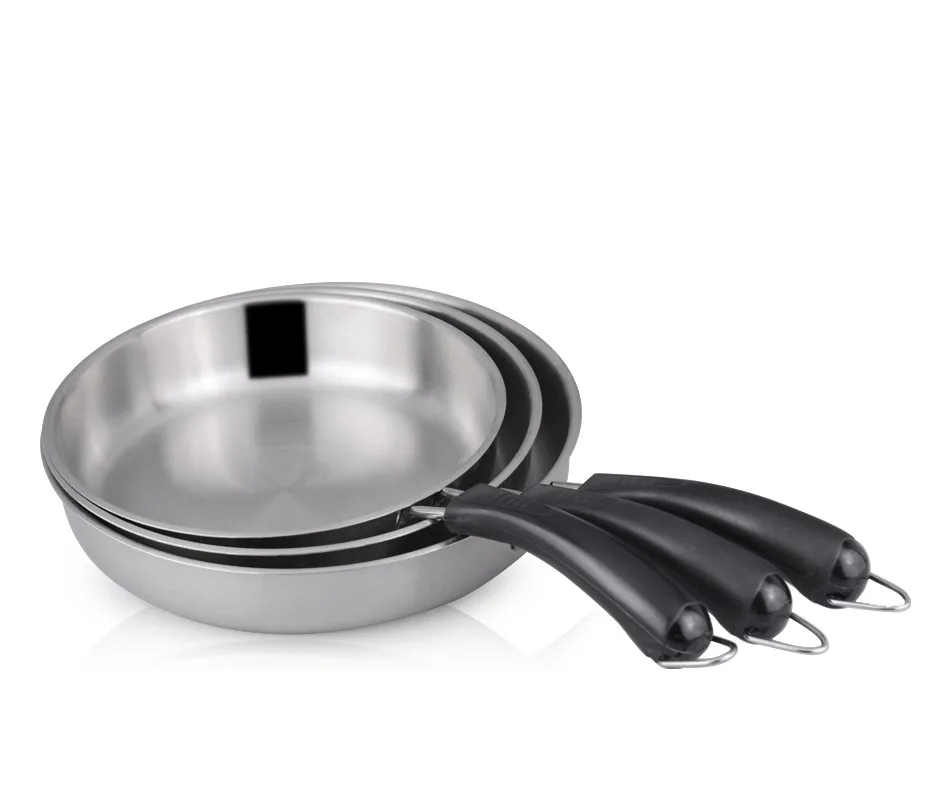Flat Bottom Skillet Wok Stainless Steel Frying Pan With Handle Product Flat Bottom Skillet Wok Stainless Steel Frying Pan With Handle Product