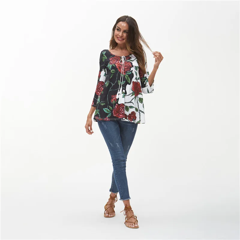 Tres Cuartos De La Mujer Tops And Blusas Otoño Ropa Plus Tamaño Camisas Blusas S M L Xl Xxl Xxxl