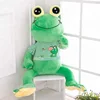 Cute Plush green Frog toy with smile face Stuffed plush green frog