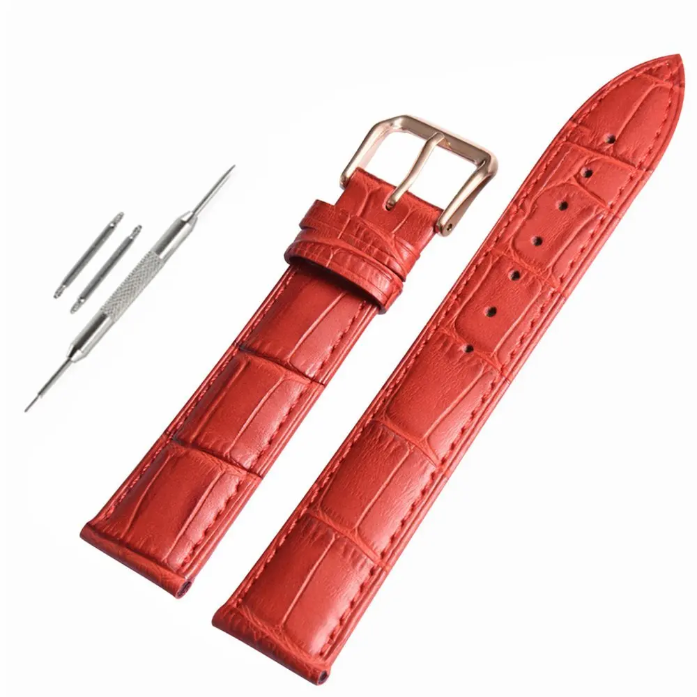 Leather Watch Band With Rose Gold Watch Buckle Choices Of Color
