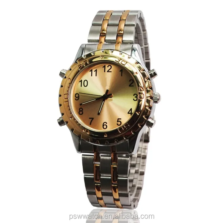 Oem Logo Alloy Quartz Luxury Men Women Wrist Talking Watch For Blind
