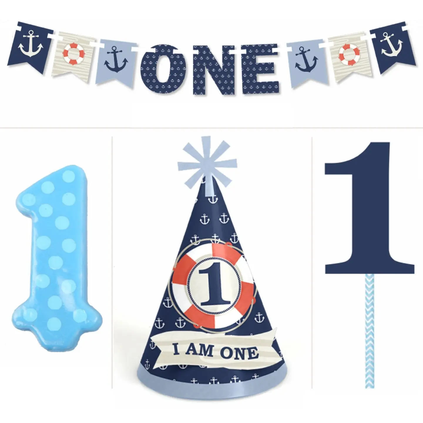 Buy Ahoy Nautical Boy Smash Cake Kit High Chair Decorations In