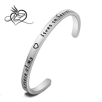 A Piece Of My Heart Lives In Heaven Bangle Bracelet Personalized Heaven Bangle Bracelet Personalized