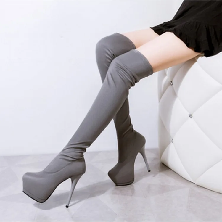 thigh high suede platform boots