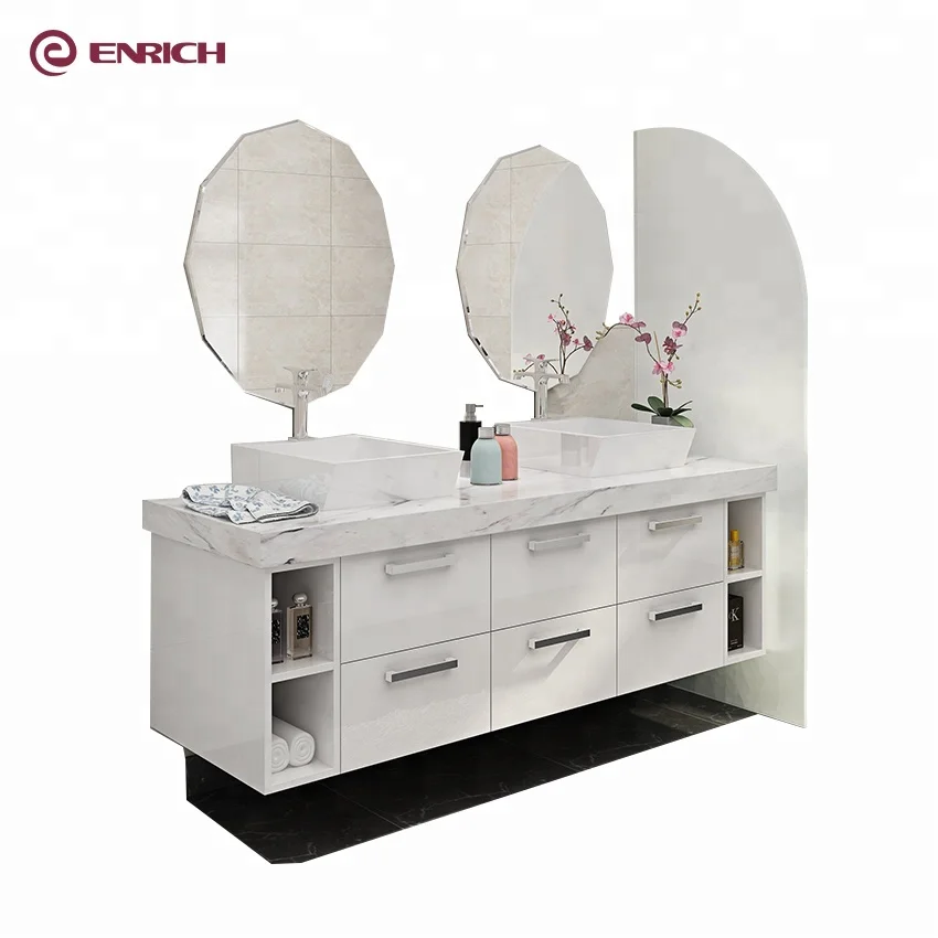 High Gloss Painting Bathroom Vanity With Mirror With Double Sink